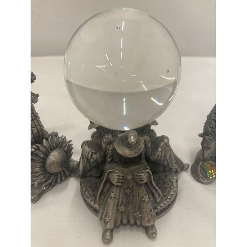 62 - THREE MODELS BY TUDOR MINT - PEGASUS, THE SOLAR DRAGON AND WIZARD CRYSTAL BALL HOLDER