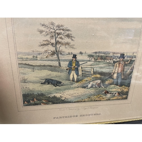 342 - A PAIR OF HUNTING RELATED PRINTS - WOOD COCK SHOOTING AND PARTRIDGE SHOOTING