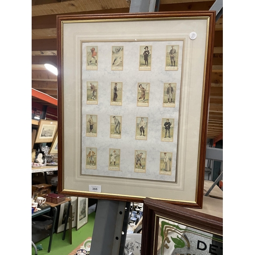 366 - A FRAMED SET OF VINTAGE GOLFING CIGARETTE CARDS