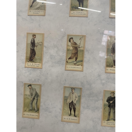 366 - A FRAMED SET OF VINTAGE GOLFING CIGARETTE CARDS