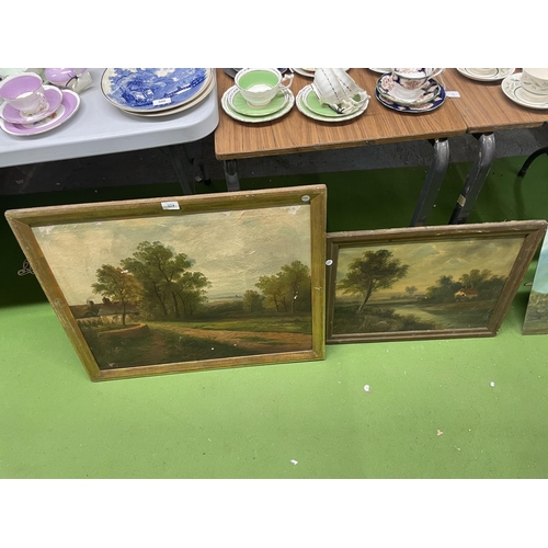 374 - TWO VICTORIAN OIL ON CANVAS PAINTINGS OF COUNTRY SCENES