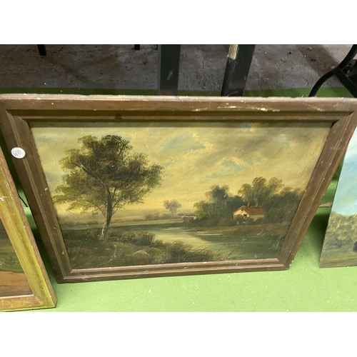 374 - TWO VICTORIAN OIL ON CANVAS PAINTINGS OF COUNTRY SCENES