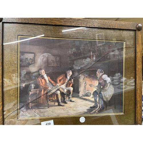 420 - TWO MAHOGANY FRAMED PRINTS OF VINTAGE SCENES