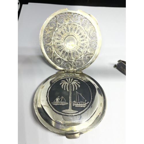 508 - A NIELLO ARABIC SILVER COMPACT AND BRACELET