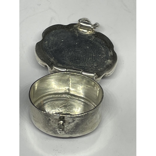 536 - A MARKED SILVER PILL BOX