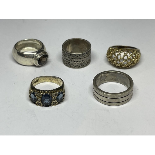 568 - FIVE SILVER RINGS