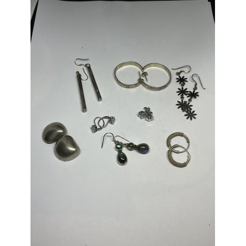 572 - EIGHT PAIRS OF SILVER EARRINGS