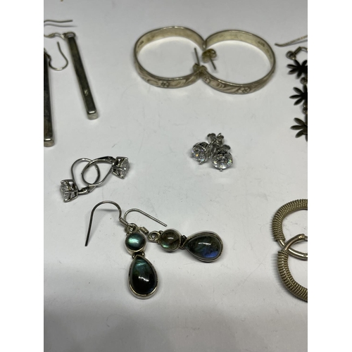 572 - EIGHT PAIRS OF SILVER EARRINGS