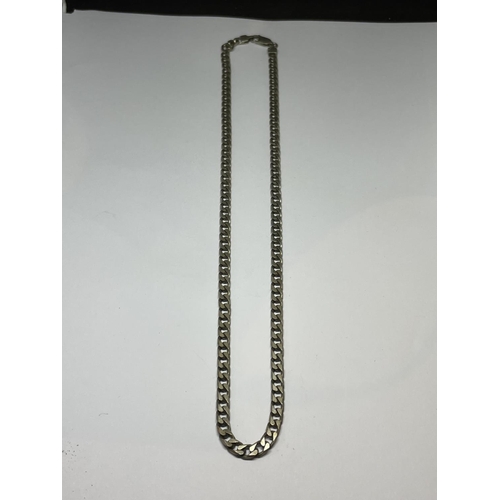 587 - A MARKED SILVER FLAT LINK NECKLACE