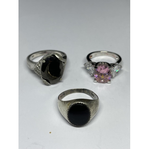 596 - FIVE SILVER RINGS