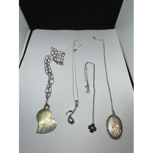 601 - FOUR MARKED SILVER NECKLACES