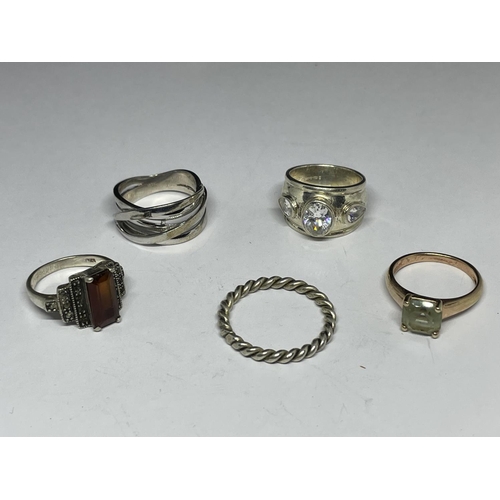 603 - FIVE SILVER RINGS