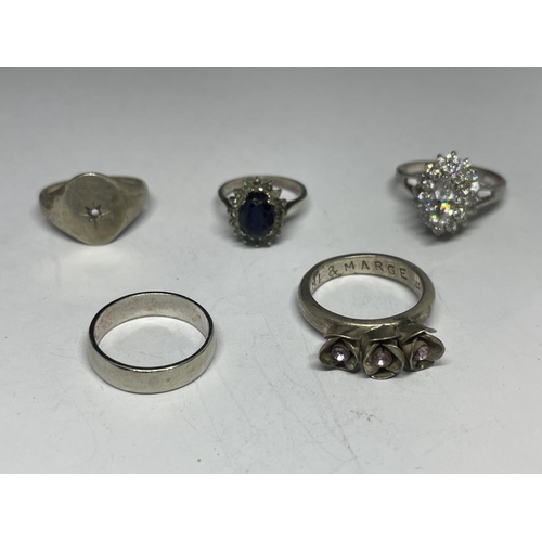 609 - FIVE SILVER RINGS