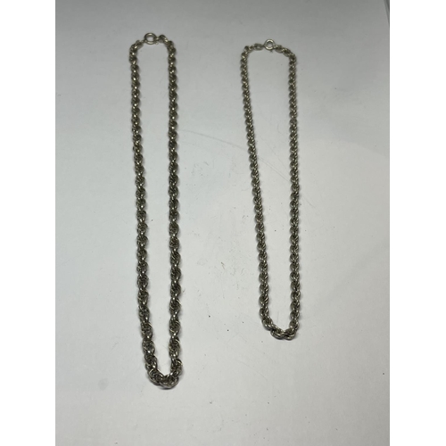 618 - TWO MARKED SILVER ROPE NECKLACES