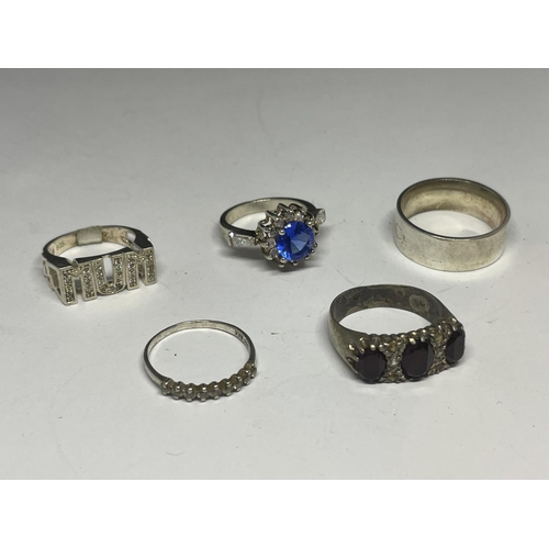 626 - FIVE SILVER RINGS