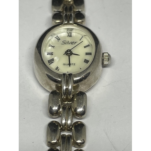 629 - A LADIES SILVER WRIST WATCH