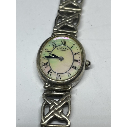 638 - A MARKED SILVER WRIST WATCH SEEN WORKING BUT NO WARRANTY