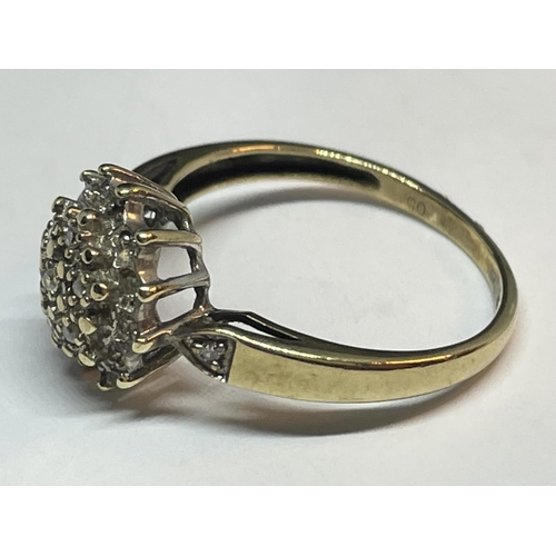 660 - A 9 CARAT GOLD DIAMOND CLUSTER RING SIZE N