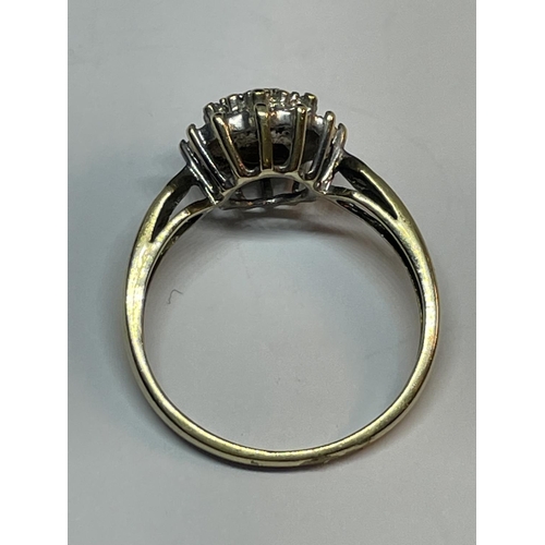 660 - A 9 CARAT GOLD DIAMOND CLUSTER RING SIZE N