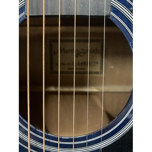 827 - A MARTIN SMITH ACOUSTIC GUITAR IN MIDNIGHT BLUE