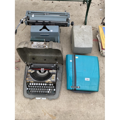 1366 - THREE TYPEWRITERS AND AN ALDIS PROJECTOR TO INCLUDE AND IMPERIAL 70 AND AN IMPERIAL GOOD COMPANION E... 