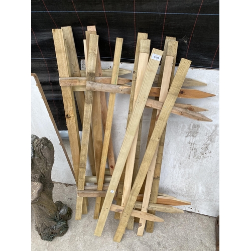 1383 - EIGHT 110CM WOODEN PLANT SUPPORTS