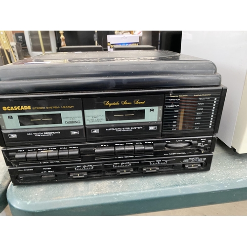 2097 - A CASCADE SOFTWAVE STEREO SYSTEM WITH RECORD PLAYER AND TWO SPEAKERS