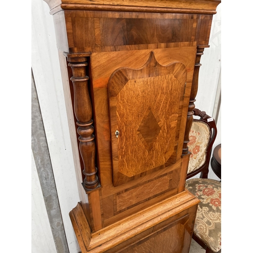 2251 - A 19TH CENTURY EIGHT-DAY LONGCASE CLOCK BY F.FRASER, WREXHAM WITH ENAMEL FACE SHOWING GAME SHOOTING ... 