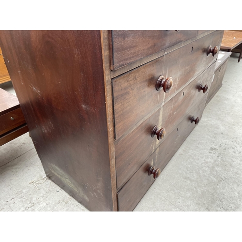 2260 - A 19TH CENTURY MAHOGANY CHEST OF TWO SHORT AND THREE LONG GRADUATED DRAWERS, 45.5