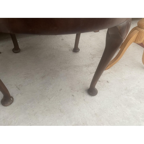 2313 - A MODERN OVAL PINE TRIPOD TABLE, TWO TOP INSET WITH OLD PENNIE AND FOUR GROOVES AND ROUND COFFEE TAB... 