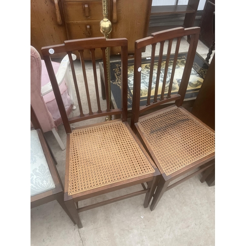 2324 - A PAIR OF EDWARDIAN MAHOGANY DINING CHAIRS AND A PAIR OF BEDROOM CHAIRS