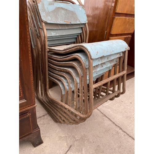 2381 - SEVEN TUBULAR BENTWOOD STACKING CHAIRS