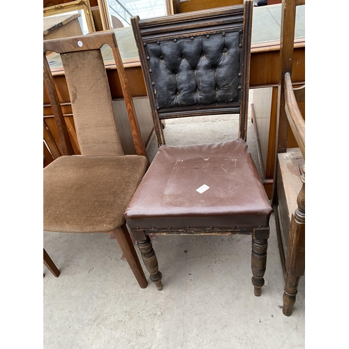 2486 - A G-PLAN VAN DYKE BROWN CARVER CHAIR AND DINING CHAIR