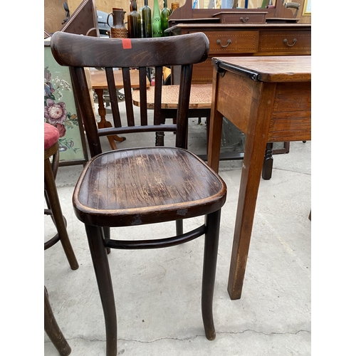 2523 - TWO BENTWOOD STOOLS AND CHAIR