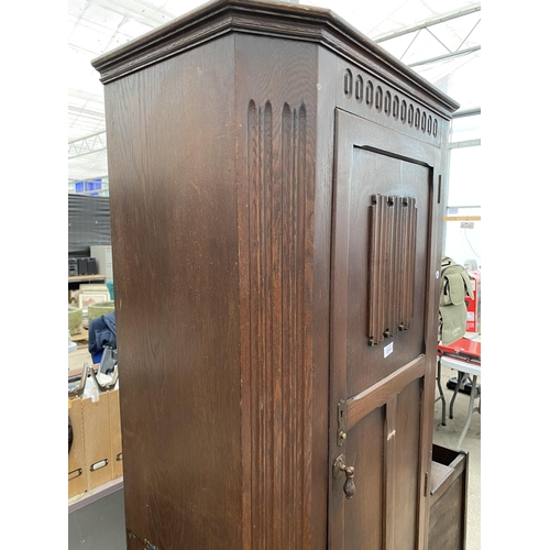 2544 - A MID 20TH CENTURY OAK HALL WARDROBE, 32