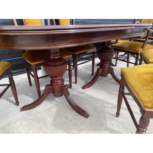 2559 - A 19TH CENTURY STYLE TWIN PEDESTAL DINING TABLE, 67