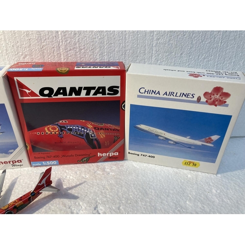 2803 - A SET OF FOUR HERPA WINGS COLLECTION PLANES TO INCLUDE - NIPPON CARGO AIRLINES BOEING 747-200F NO. 5... 