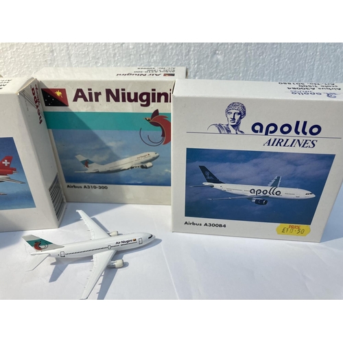 2856 - FOUR HERPA WINGS COLLECTION PLANES TO INCLUDE - APOLLO AIRLINES AIRBUS A300B4 NO. 501880, AIRNIUGINI... 