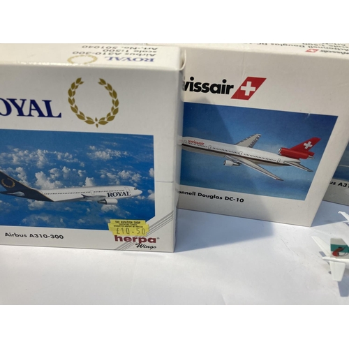 2856 - FOUR HERPA WINGS COLLECTION PLANES TO INCLUDE - APOLLO AIRLINES AIRBUS A300B4 NO. 501880, AIRNIUGINI... 