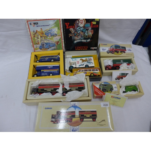 2940 - TEN BOXED CORGI MODELS TO INCLUDE GPO VAN AND LORRY, BEANO VAN, TOYMASTER VAN ETC