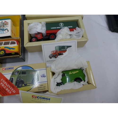 2940 - TEN BOXED CORGI MODELS TO INCLUDE GPO VAN AND LORRY, BEANO VAN, TOYMASTER VAN ETC