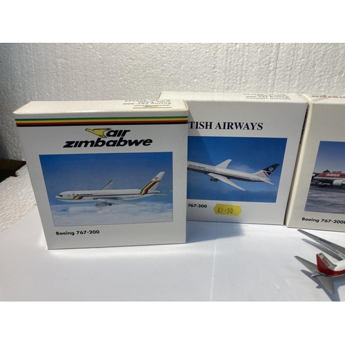 2952 - FOUR HERPA WINGS COLLECTION PLANES TO INCLUDE - AVIANCA BOEING 767-200ER NO. 502863, BOEING FLEET BO... 