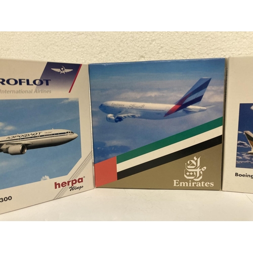 2968 - FOUR HERPA WINGS COLLECTION PLANES TO INCLUDE -  THAI BOEING 747-400 NO. 500616, AEROFLOT RUSSIAN IN... 