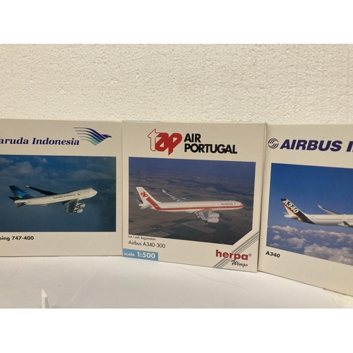 2971 - FOUR HERPA WINGS COLLECTION PLANES TO INCLUDE -  AIRBUS INDUSTRIE A340 NO. 504515, AIR PORTUGAL AIRB... 