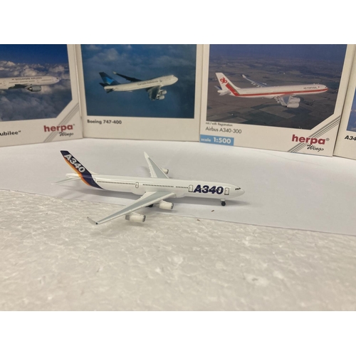 2971 - FOUR HERPA WINGS COLLECTION PLANES TO INCLUDE -  AIRBUS INDUSTRIE A340 NO. 504515, AIR PORTUGAL AIRB... 