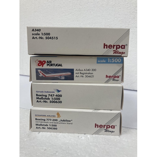 2971 - FOUR HERPA WINGS COLLECTION PLANES TO INCLUDE -  AIRBUS INDUSTRIE A340 NO. 504515, AIR PORTUGAL AIRB... 