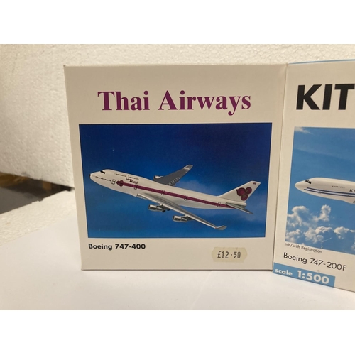 3022 - A COLLECTION OF FOUR COLLECTOR'S AEROPLANES TO INCLUDE ASIANA AIRLINES BOEING 747-400 NO, 500661, DE... 