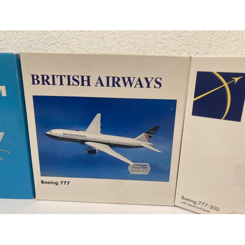 3029 - A COLLECTION OF FOUR COLLECTOR'S AEROPLANES TO INCLUDE EAST MIDLANDS AIRPORT BOEINGH 777-300 NO. 506... 