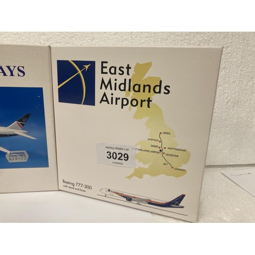 3029 - A COLLECTION OF FOUR COLLECTOR'S AEROPLANES TO INCLUDE EAST MIDLANDS AIRPORT BOEINGH 777-300 NO. 506... 