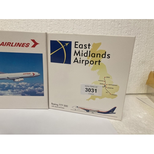 3031 - A COLLECTION OF FOUR COLLECTOR'S AEROPLANES TO INCLUDE EAST MIDLANES AIRPORT BOEING 777-300 NO. 5064... 